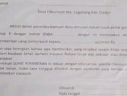 Surat Pernyataan Dugaan Pungli Duit Gempa Desa Cibeureum Beredar