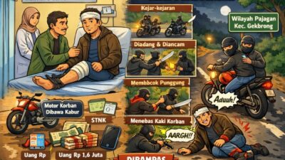 Dibacok Begal, Warga Sukaratu Kehilangan Motor dan Uang Jutaan Rupiah.