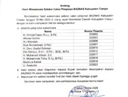Setda Cianjur Umumkan 10 Besar Calon Pimpinan Baznas