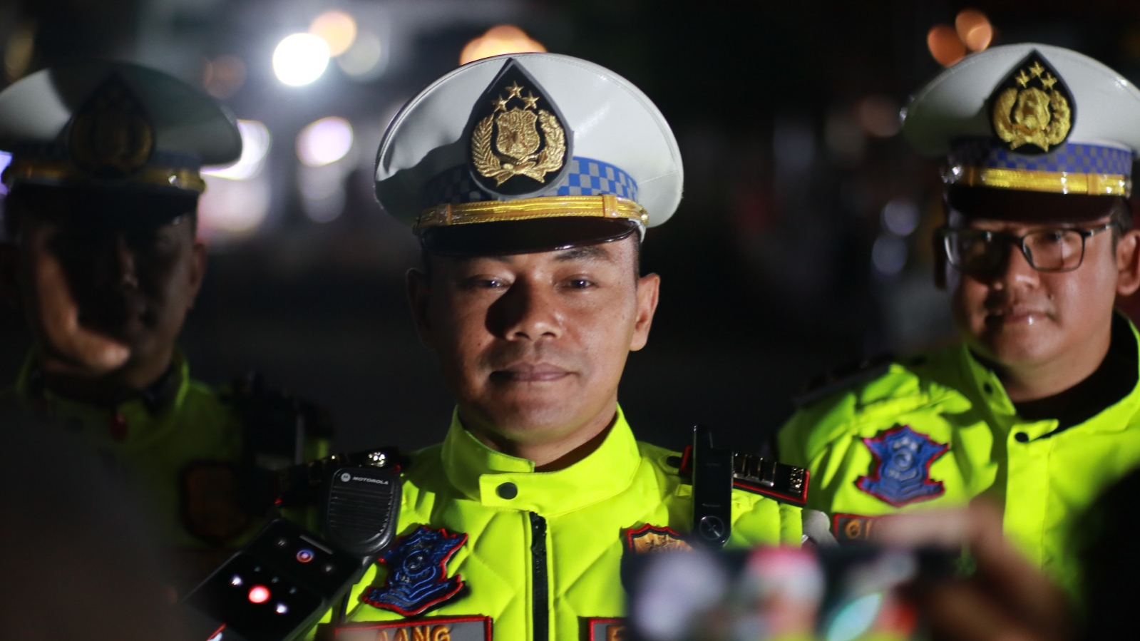 Teks: Kasat Lantas Polres Cianjur AKP Aang Andi Suhandi saat memberikan keterangan terkait operasi penertiban knalpot brong di Cianjur.