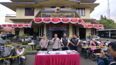 Kapolres Cianjur Rilis Pengungkapan Kasus Curanmor, Unit Reskrim Polsek Pacet Amankan 23 Motor
