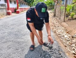 Aspal Jalan Kampung Panorama Cidaun Mudah Dicongkel, Kades Sebut Baru Satu Hari Selesai
